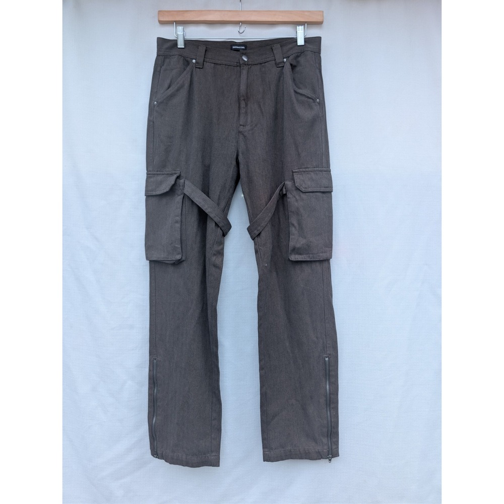 STANDARD CLOTH Y2K Grunge Cargo Pants Mens M Brown Bondage Strap Techwear